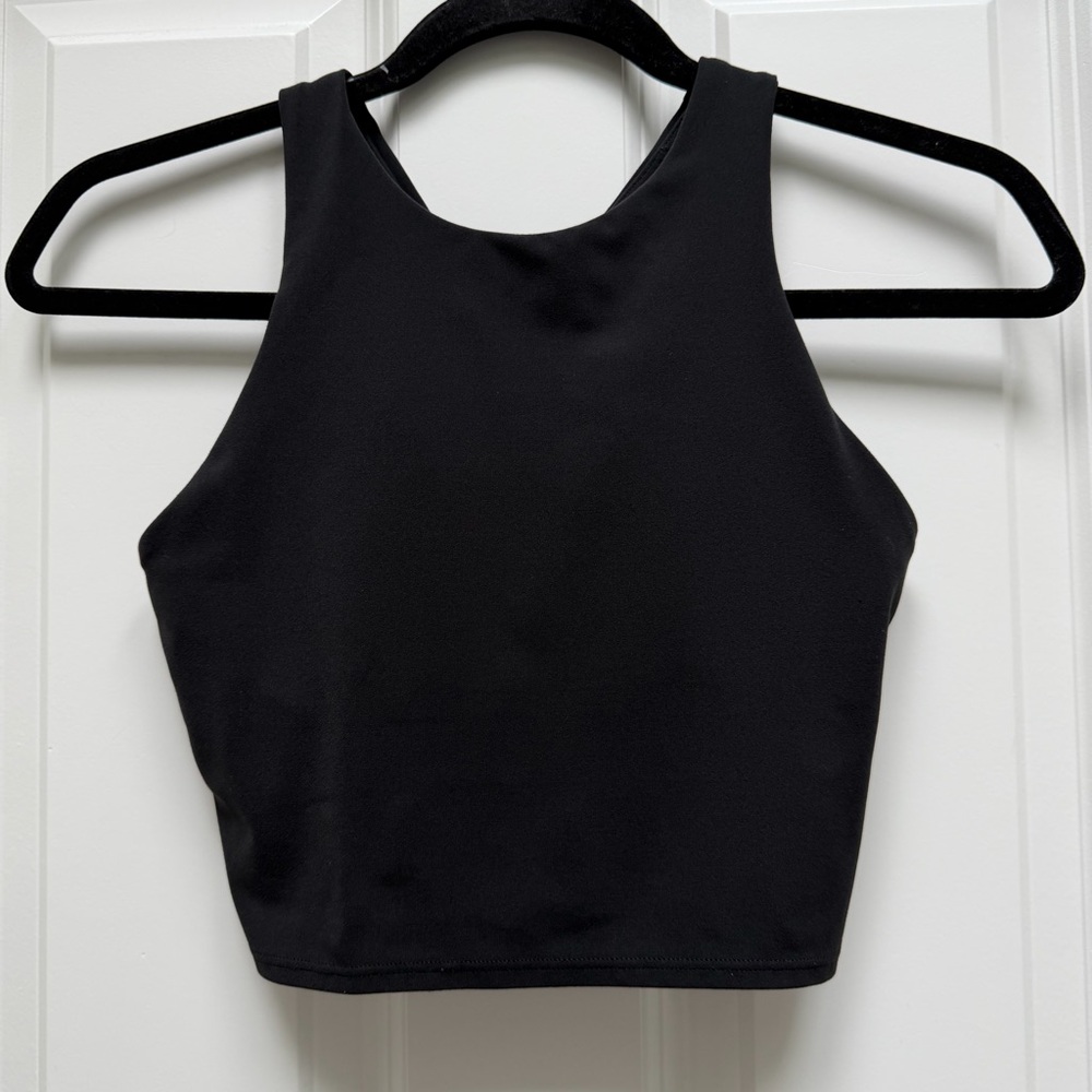 ATHLETA CONSCIOUS CROP TOP BRALETTE SPORTS BRA  IN POWERVITA A-C CUP BLACK XS